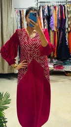 Amethyst Prism Pleated Midi Dress