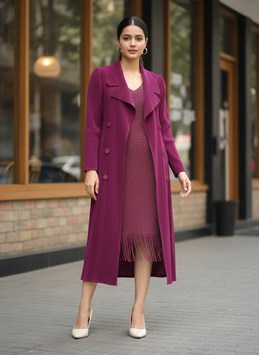 The Empress Pleated Trench Midi