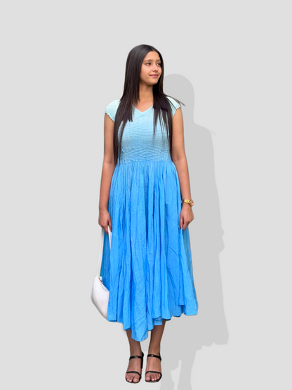 Isabel Flare Dress- Blue