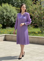 Lavender Rosette Pleated Dress
