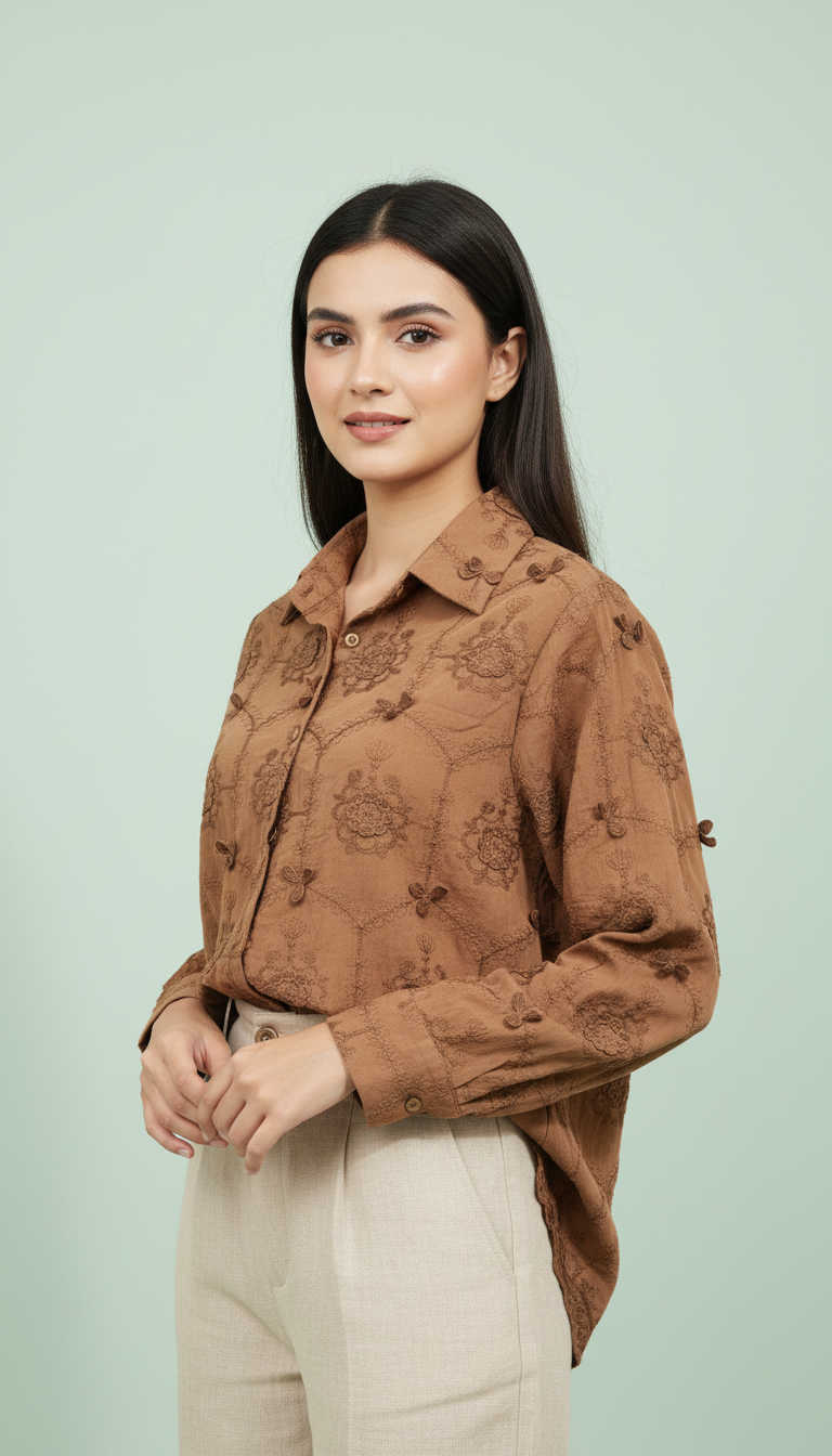 Sienna Floral Embroidered Button-Down