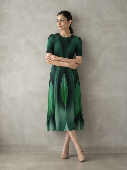 Abstract Pleated Dress