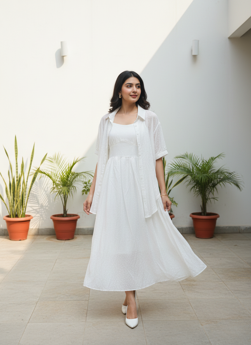 Chanderi Silk Layered Midi