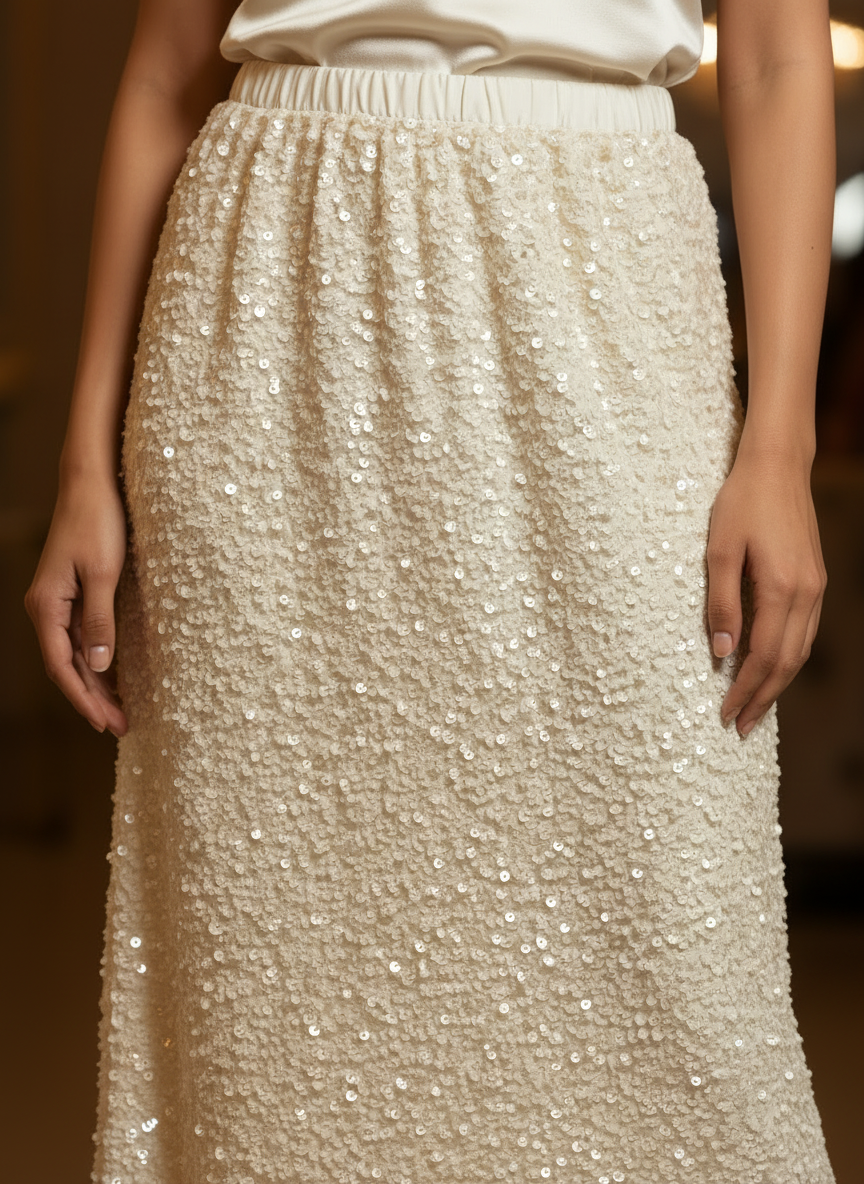 White sequins skirt