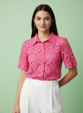Fuchsia Meadow Eyelet Lace Blouse