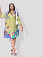 Ria Floral Dress/ Long Top- Green