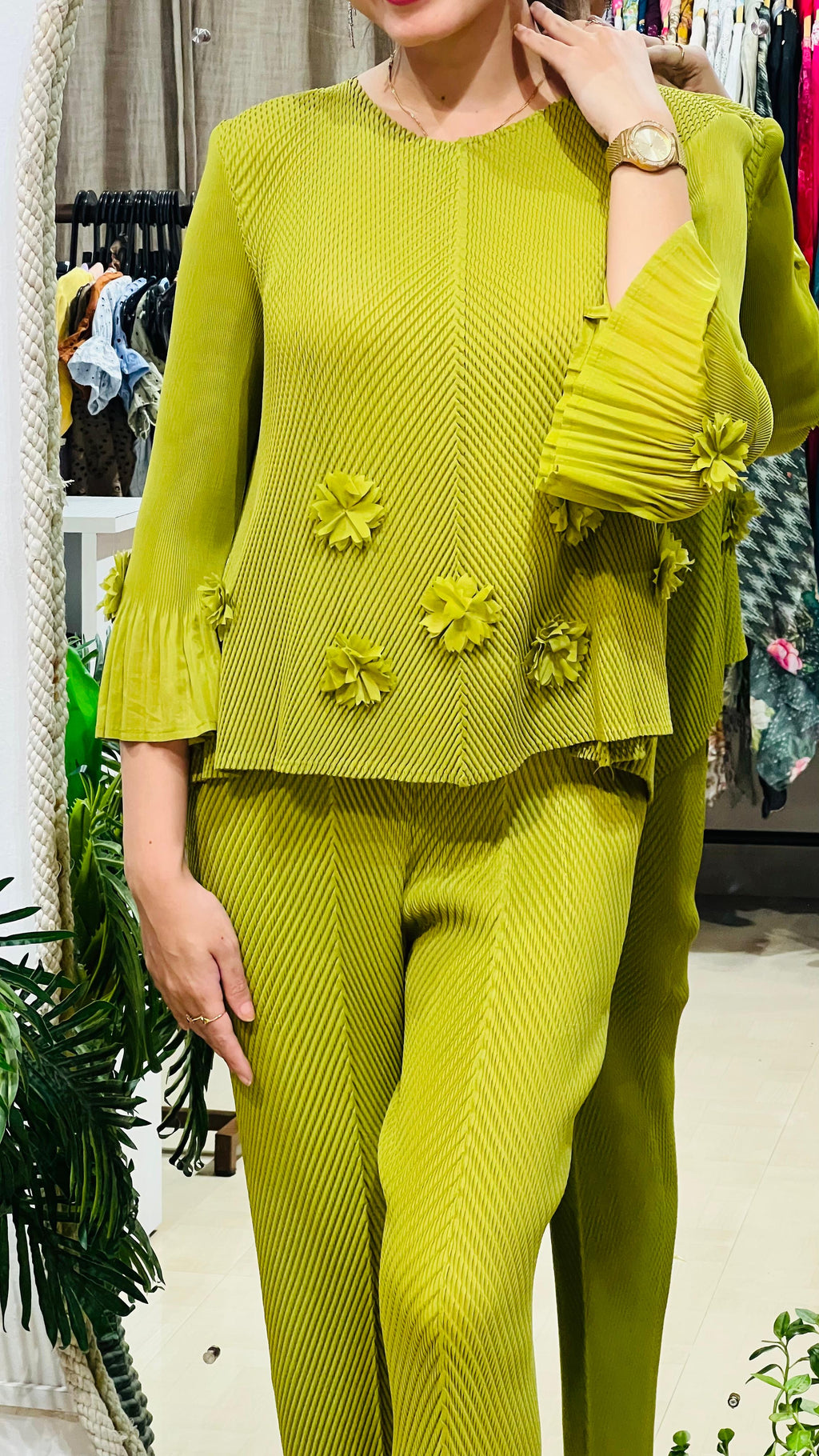 Flora Pleat Flared Co-ord Set