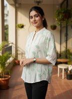 Ivory Blossom Hand-Embroidered Tunic