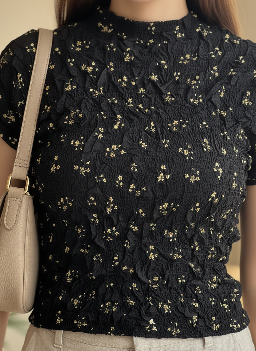 The Cloud Pleated Mock-Neck