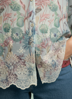 Butterfly Garden Embroidered Sheer Shirt