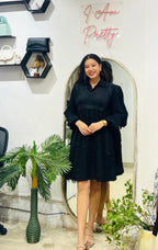 Noir Pleated Charm Dress