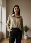 The Celestia Embellished Button-Down in Olive