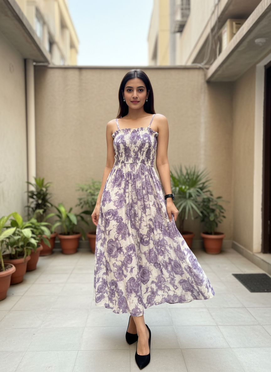 Bloom Strip Maxi Dress