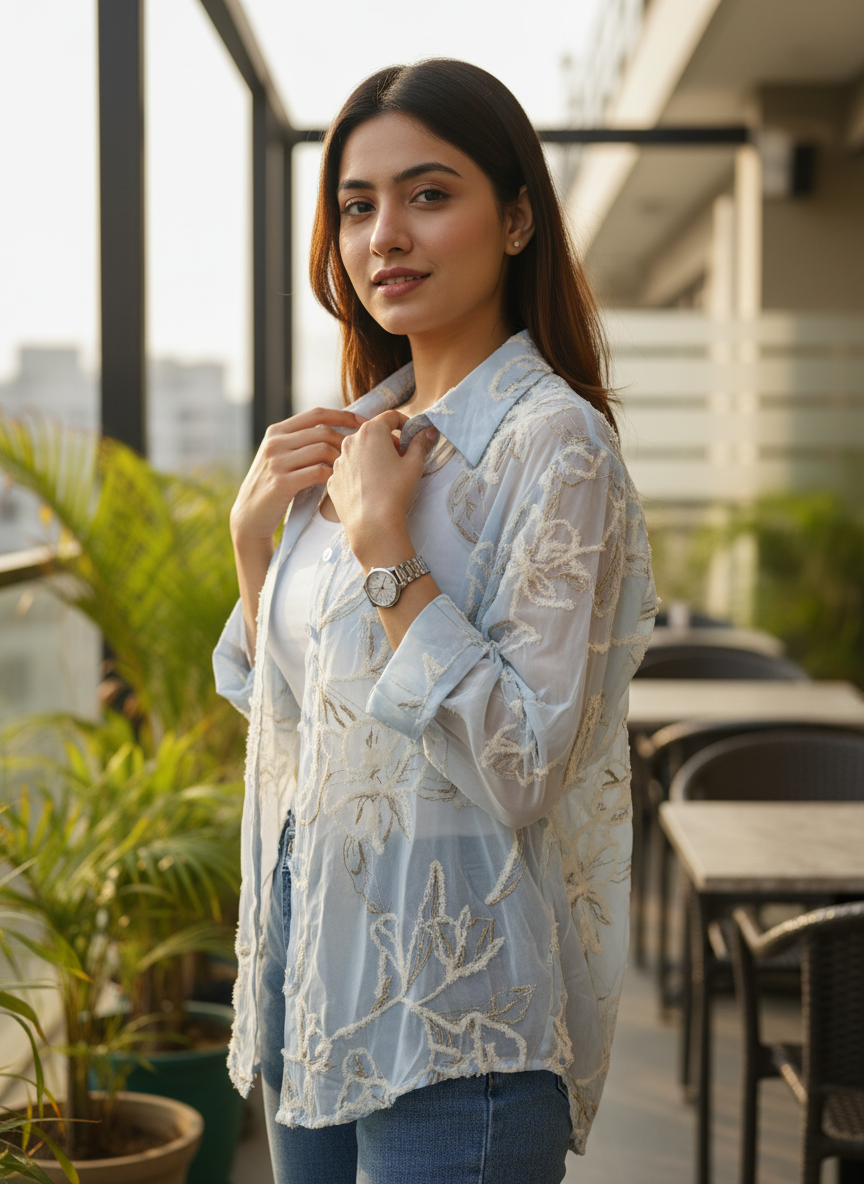 Floral Embroidered shirt