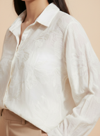 The Aria Tonal Embroidered Blouse – Ivory