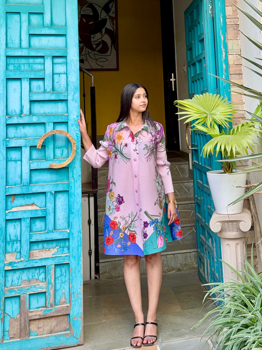 Ria Floral Dress/Long Top- Lavender