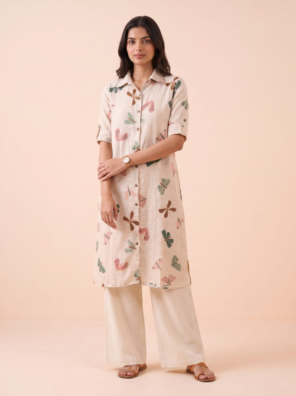 The Papillon Longline Linen Shirt Dress