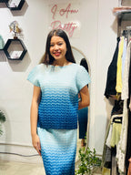 The Azure Tide Ombre Pleated Set