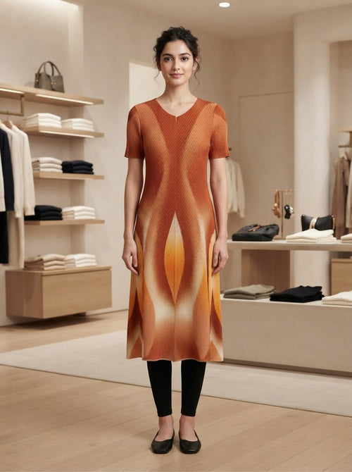 Abstract Pleated Dress