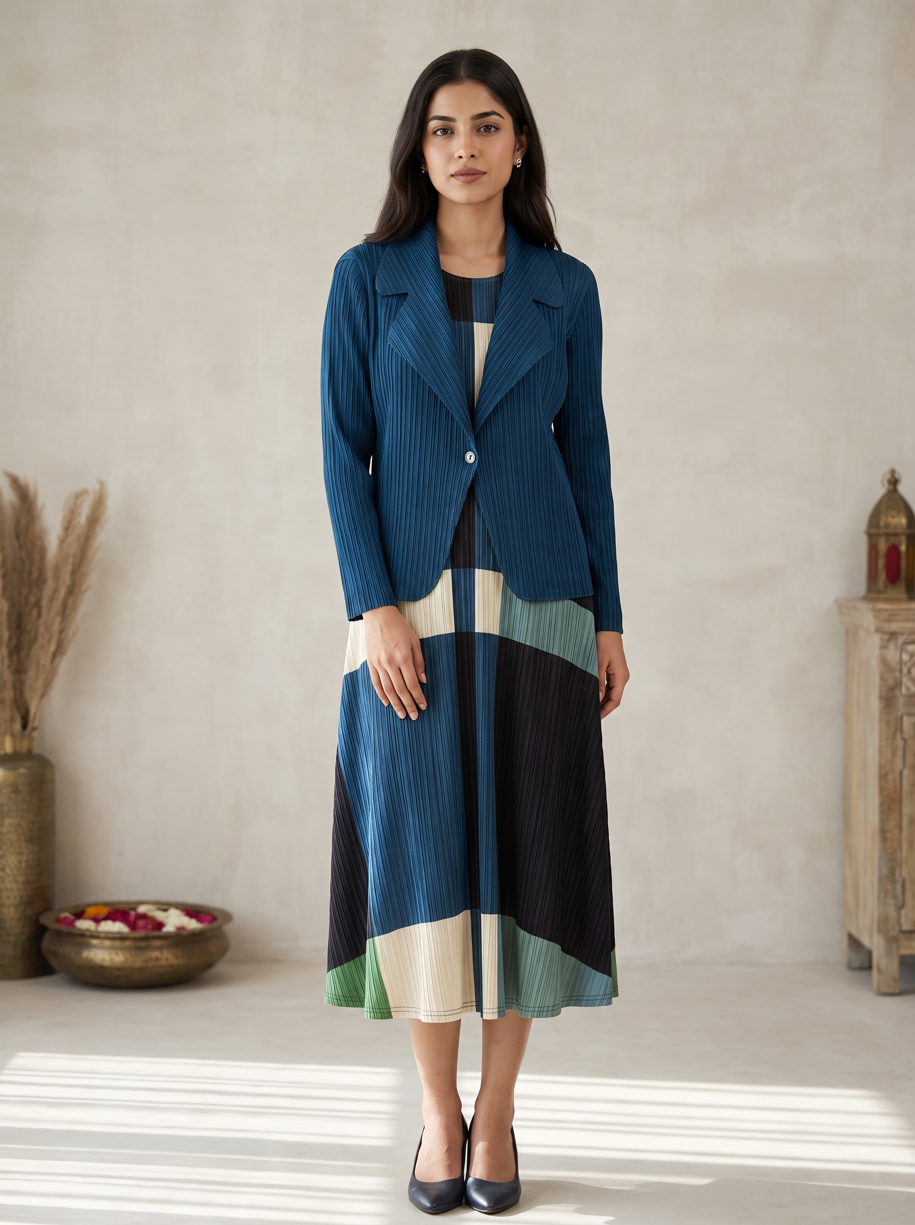 Classic Shrug Pleated Dress