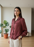 Classic Maroon Satin Shirt