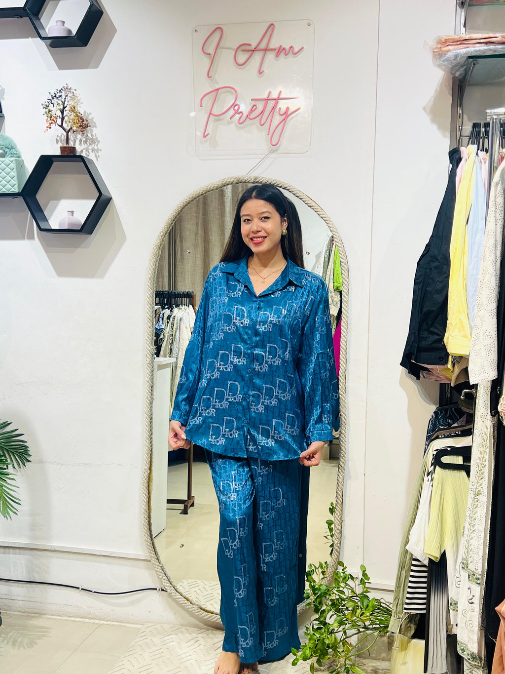 The Midnight Azure Monogram Luxe Coord Set