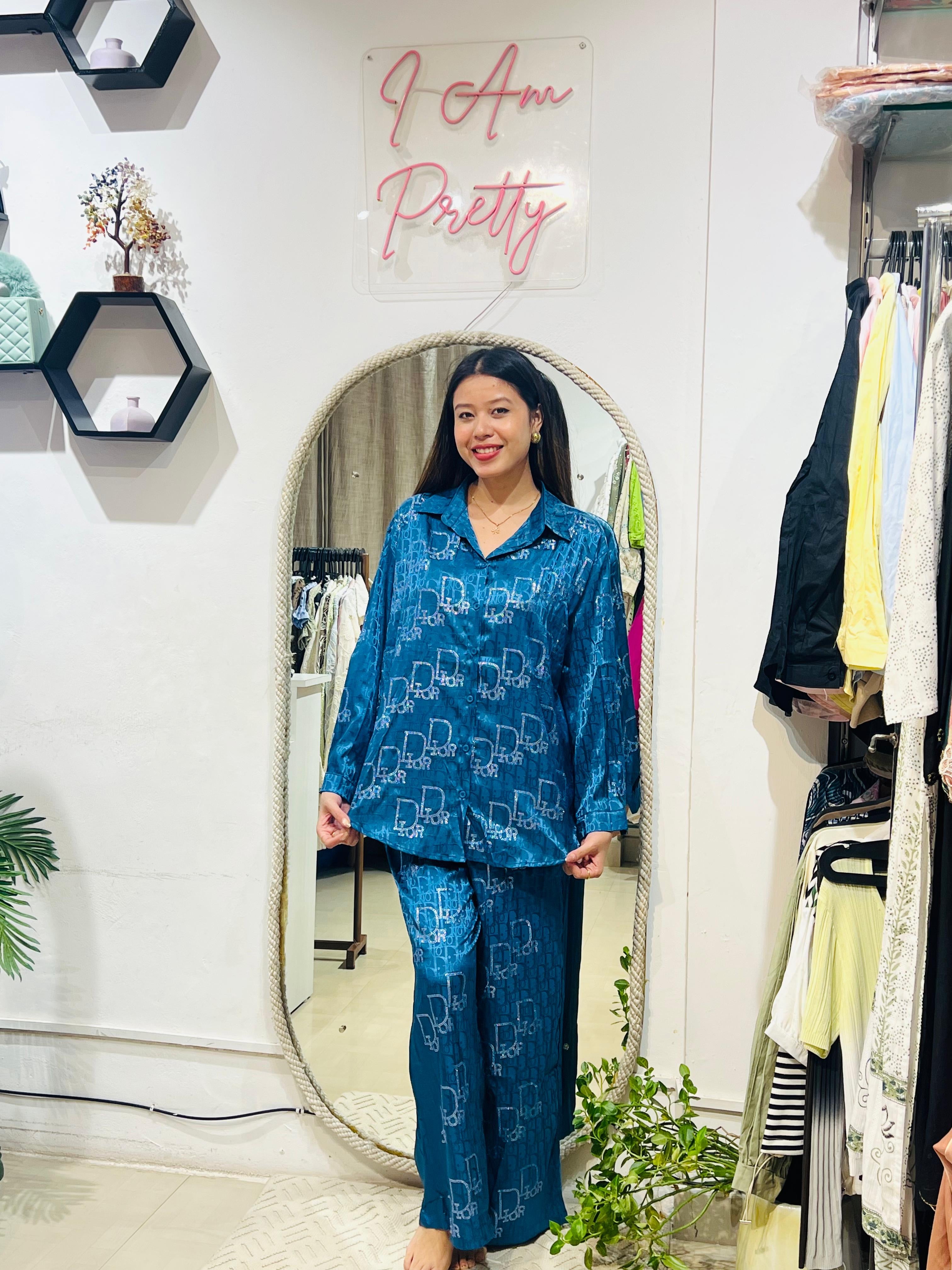 The Midnight Azure Monogram Luxe Coord Set