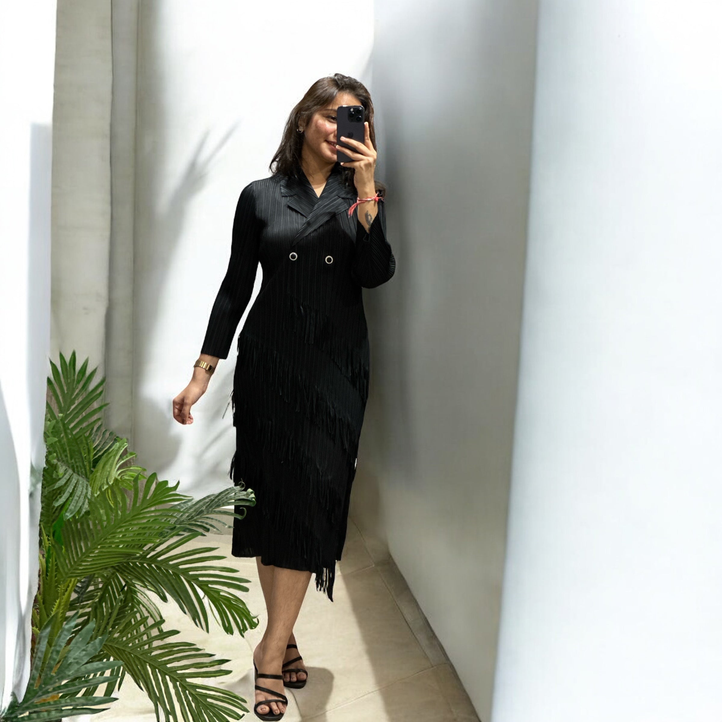 Bella Fringe Dress- Black