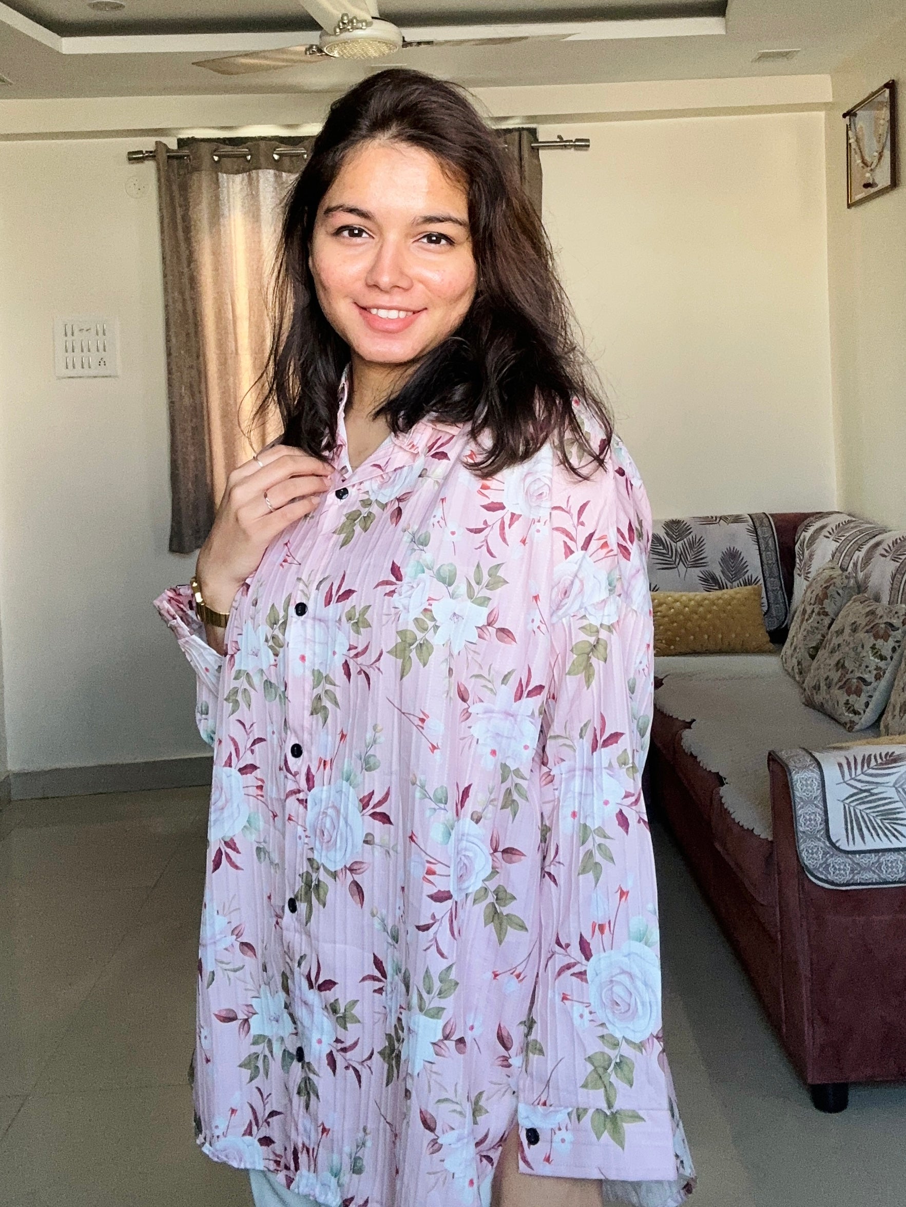 Blush Bloom Pleated Shirt