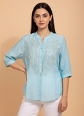 The Seraphina Beaded Blouse – Sky Blue