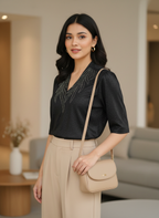 Celeste Shimmer V-Neck Top