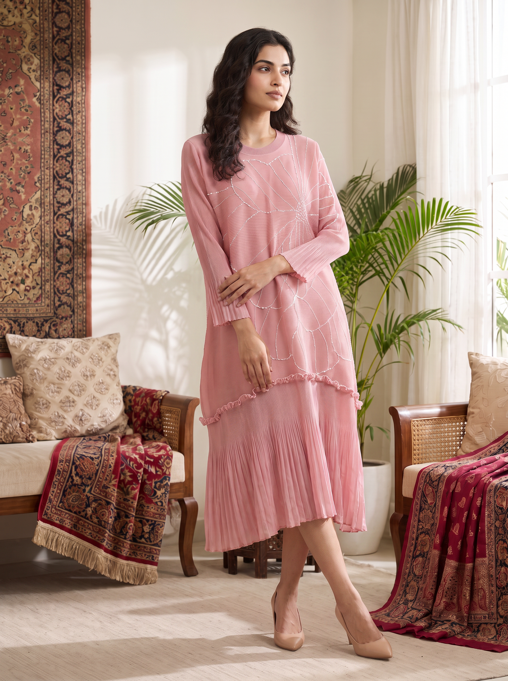 Pearl Pleated Dress