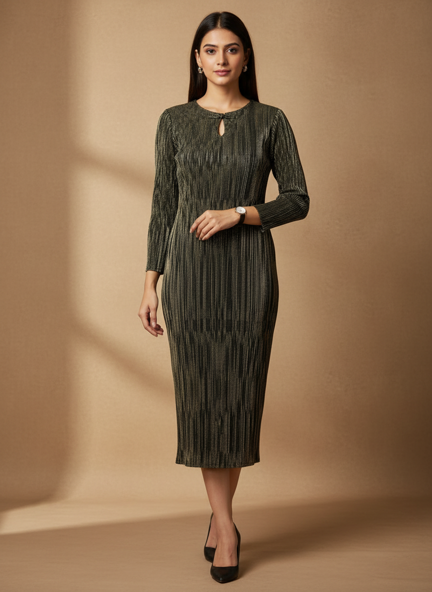 Tia Metallic Dress- Gold