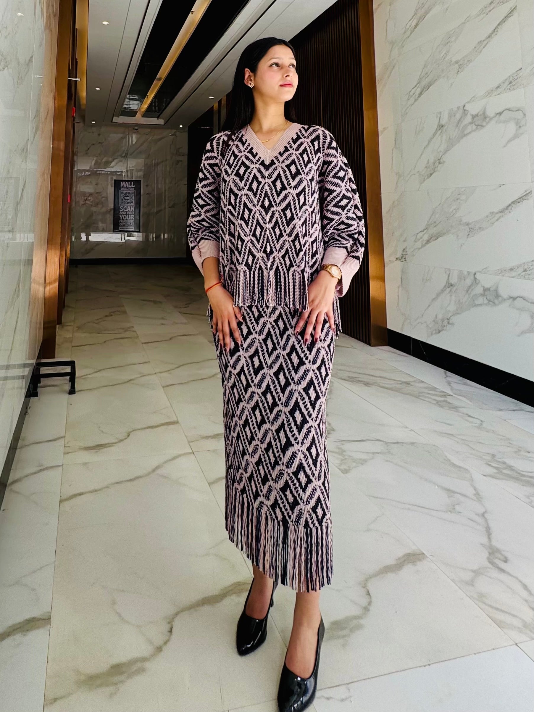 Laura Skirt Set- Navy Blue