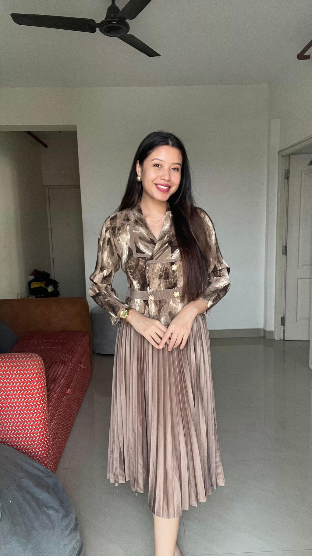 ÉCLAT Pleated Statement Dress