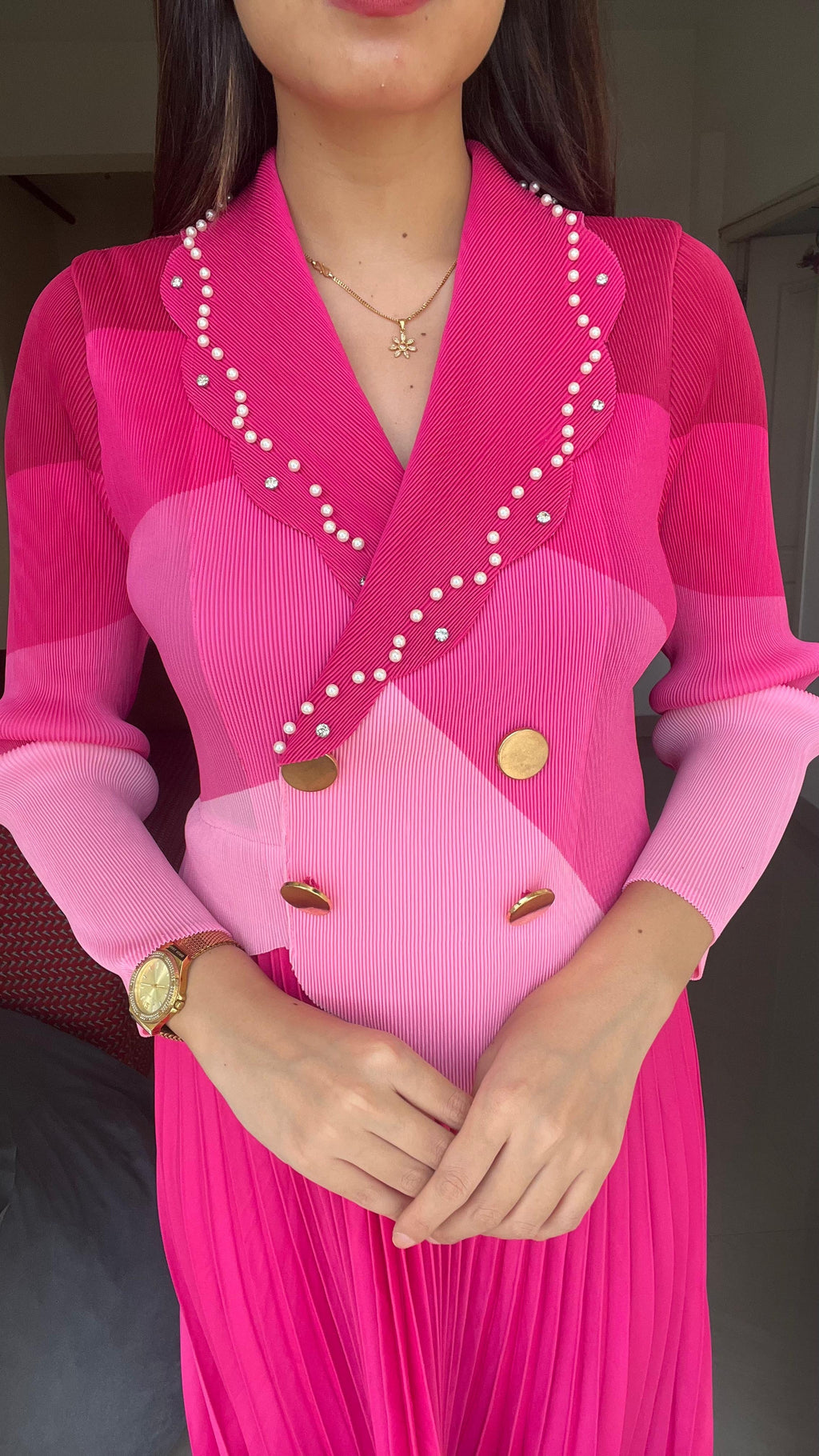 ELYSIA Pearl Pleated Dress