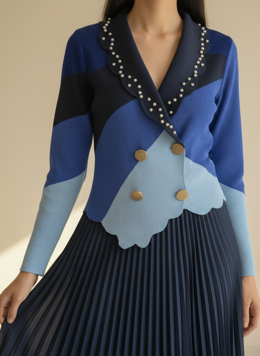 ELYSIA Pearl Pleated Dress