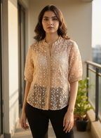 Golden Hour Floral Chanderi Top