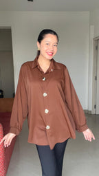 The Espresso Gold-Button Overshirt