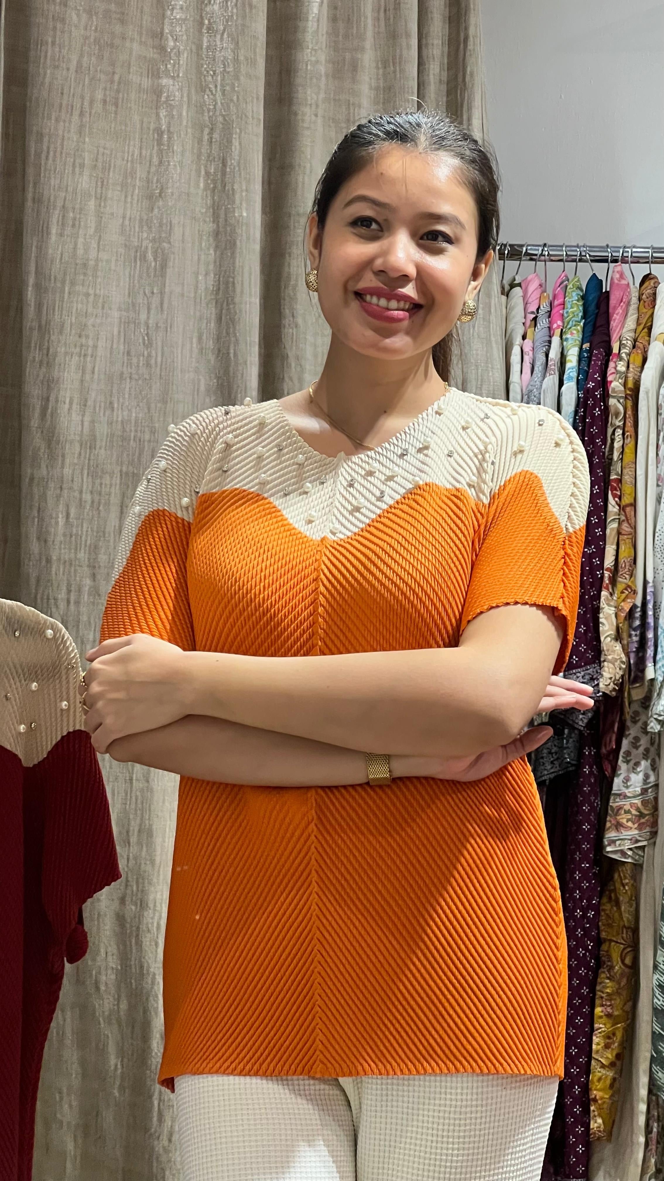 Aurora Pearl Pleat Blouse