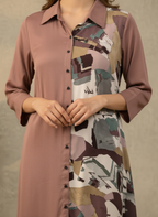 Asymmetric Abstract Shirt Dress