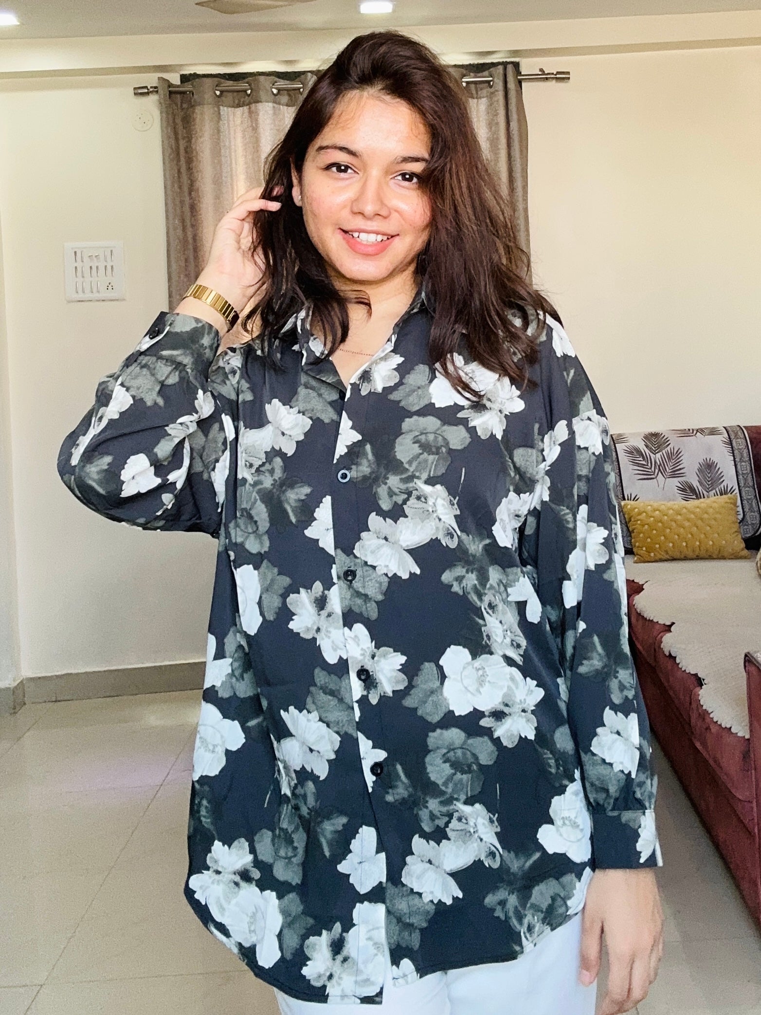 Noir Bloom Oversized Shirt