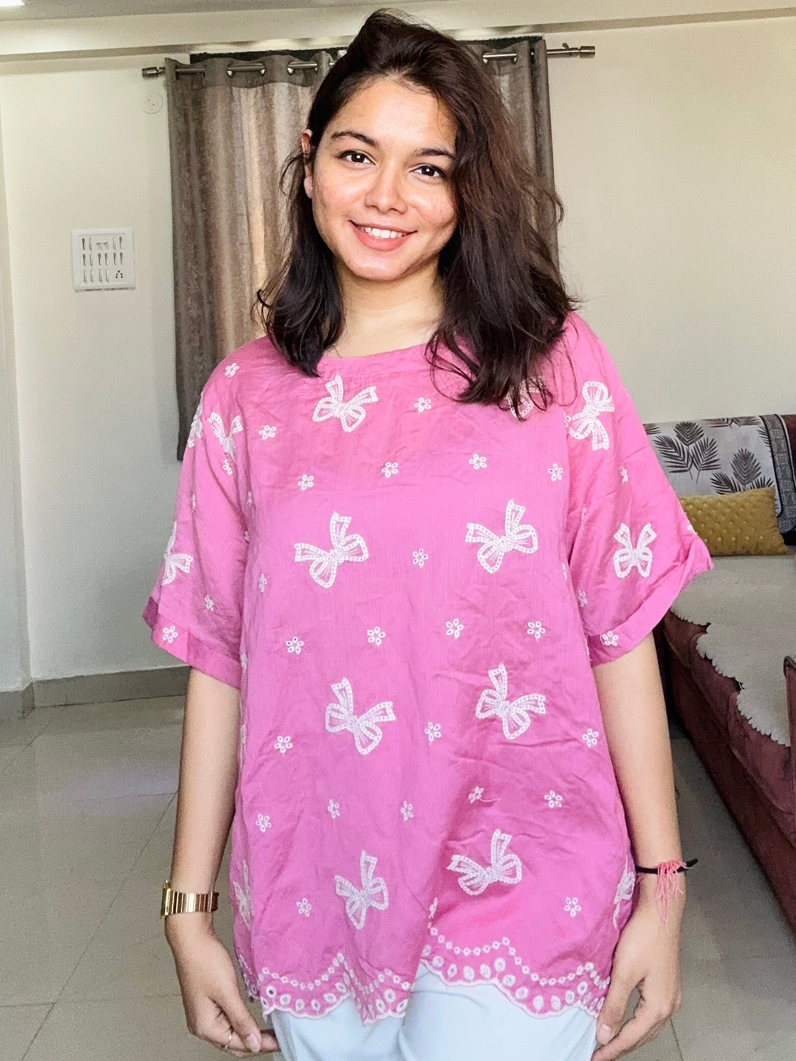 Sakura Bow Cotton Top