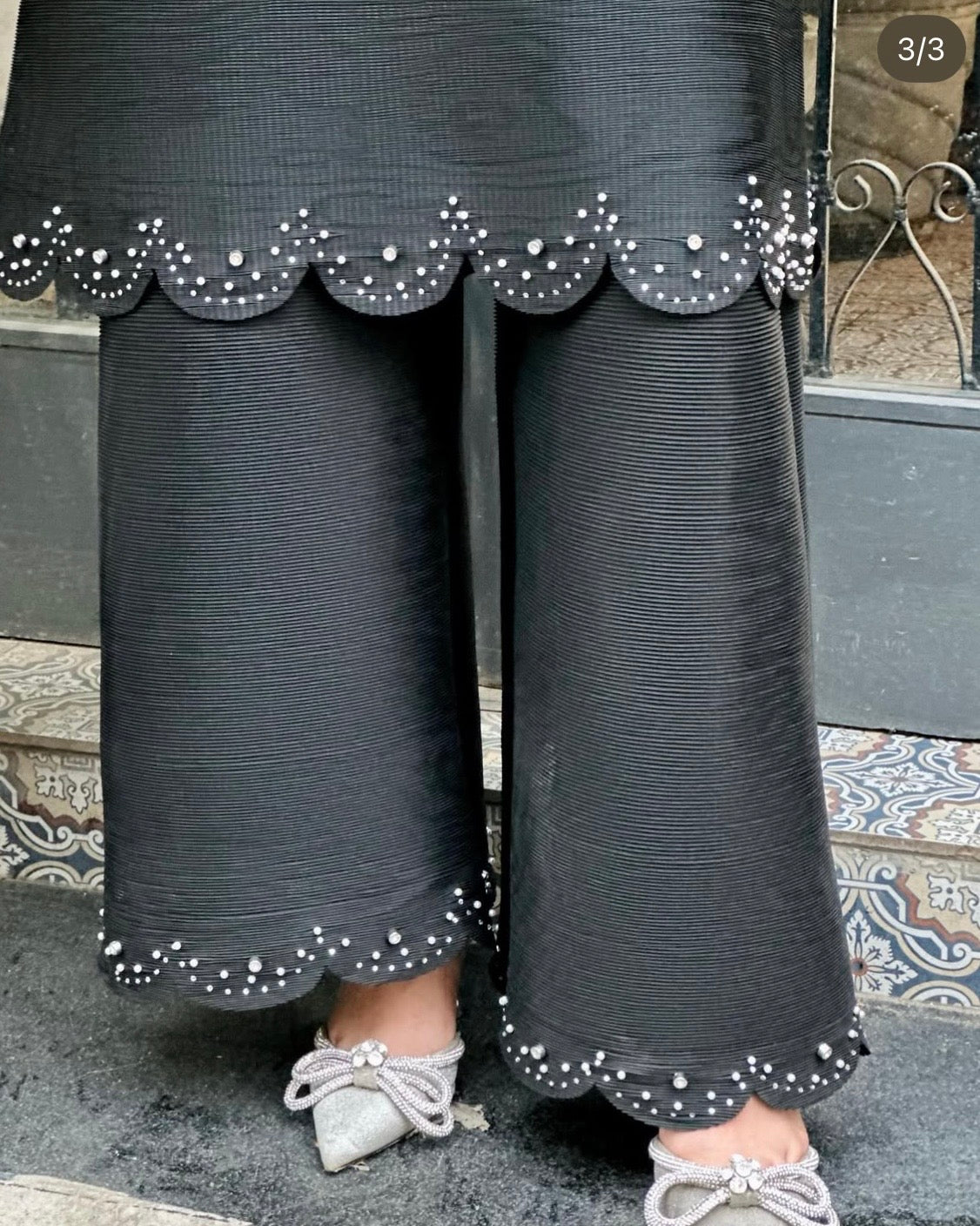 Black Pleated Tunic Set