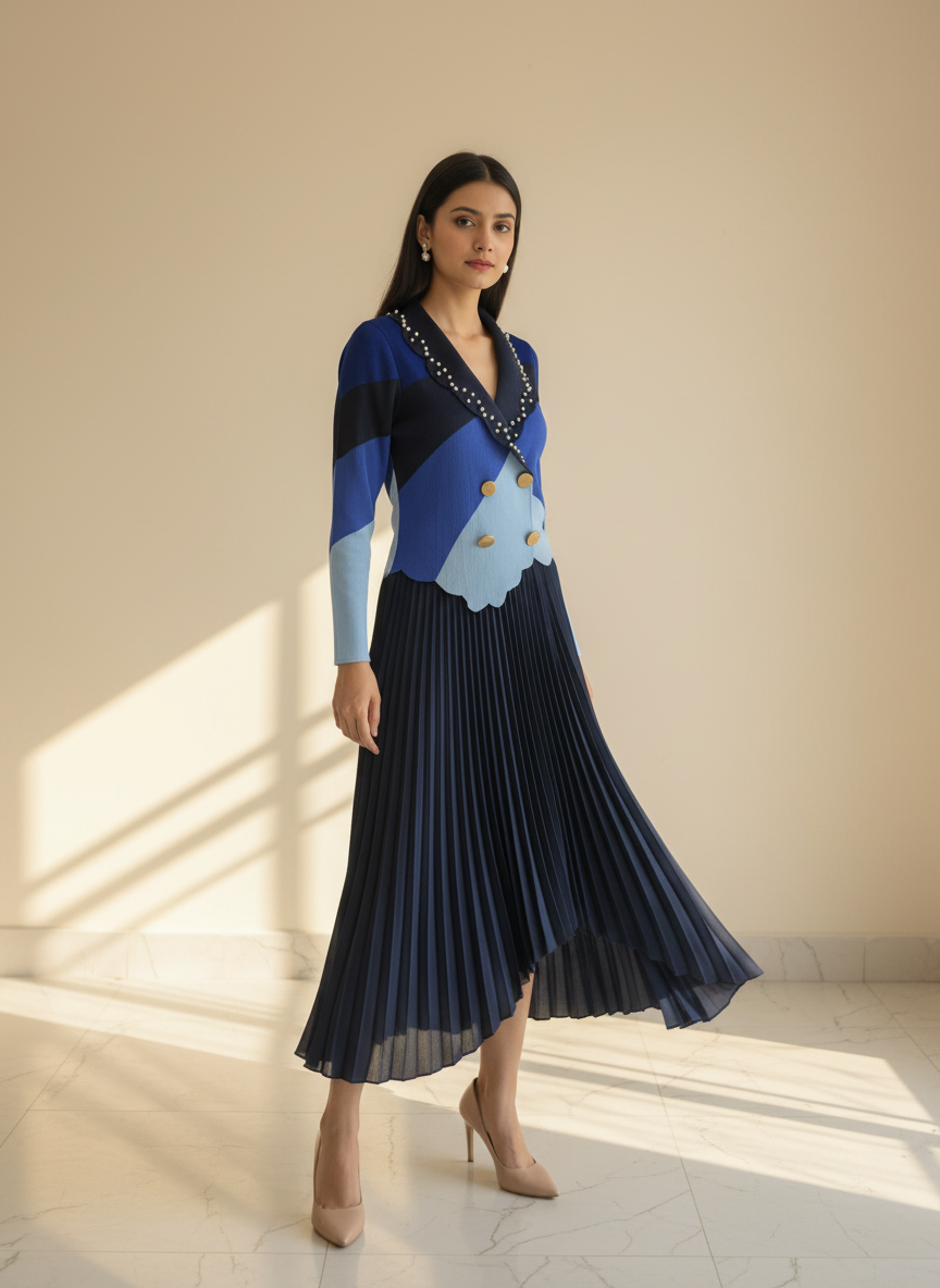ELYSIA Pearl Pleated Dress