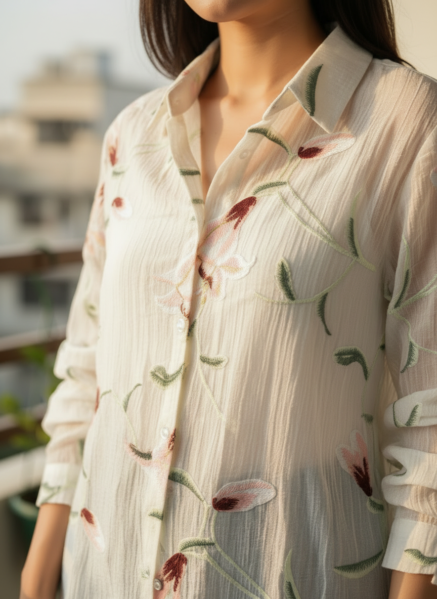 Floral Embroidered shirt
