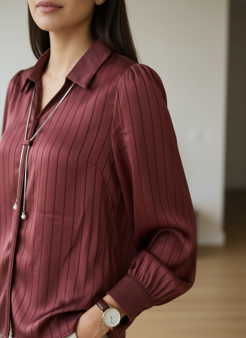 Classic Maroon Satin Shirt