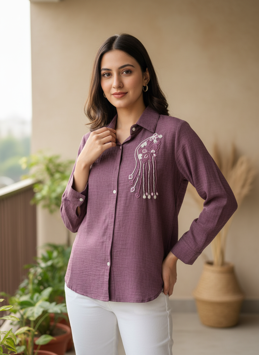 Wine Linen Shirt