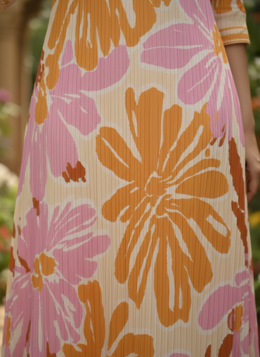 Summer Flora Pleated Dress