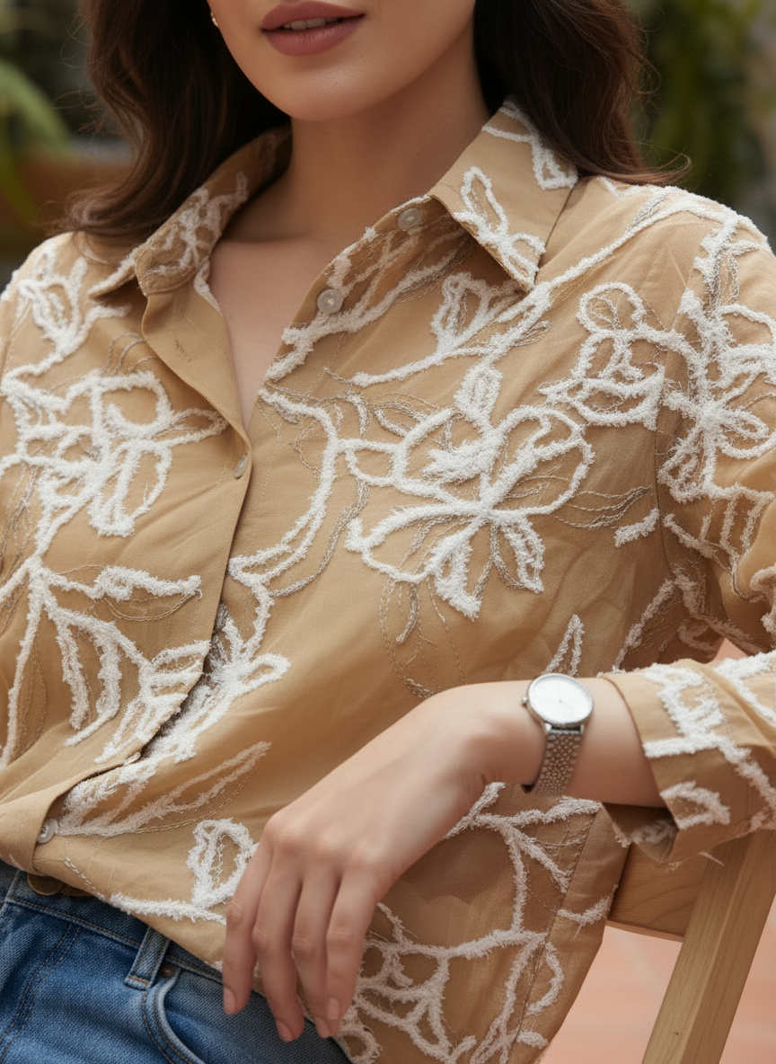 Floral Embroidered shirt